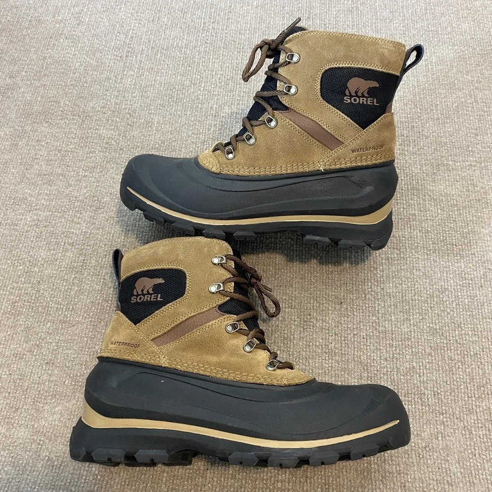 Sorel Snow Boots‎ Mens Size 8 Brown Suede Waterproof Lined Ankle Winter Hiking